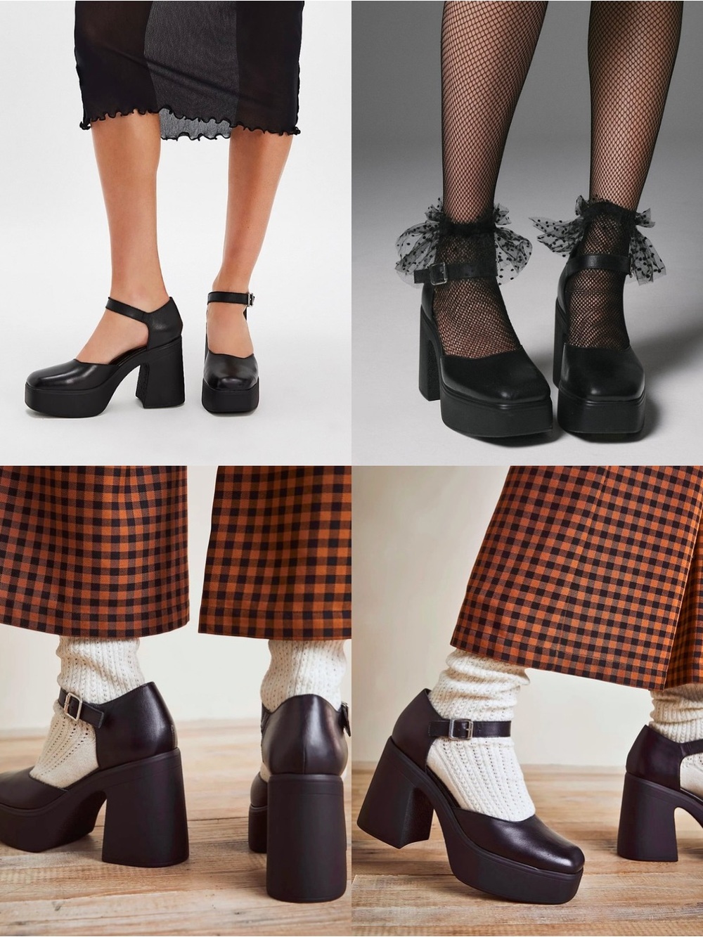 Free People Leather Gwen Platform Mary Jane Shoes Jet Black EU 38 US 8 Y2K 90s